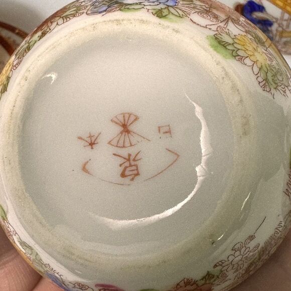 Japanese Kutani Style Full Tea Set Eggshell Porcelain Geisha 20 Piece (read) - Picture 6 of 16